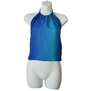 Rapz Women's Sz M Sheer Hulter Top Y2K Ombre Blue